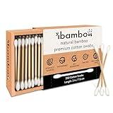 Ibambo 200 Pack 100% Bamboo Cotton Swabs - Double Tipped Cotton Buds for Ear Cleaning | Bamboo Swabs for Beauty & Personal Care | FSC Certified & Hypoallergenic, Suitable for All Ages and Pets