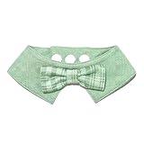 FURALETTE Dog Bandana with Plaid Bow Tie, Soft and Durable Polyester Pet Scarf, 7 Sizes for Cats and Dogs, Adjustable Triple-Snap Closure (Green, Small)