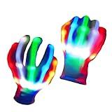 COTRUERE Led Light up Gloves Rainbow Easter Gifts for Kids and Adults Rave Light Glowing Gloves Cool Toys Stocking Stuffers Halloween Christmas Easter Birthday Parties(Large)