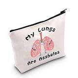 JNIAP Lung Cancer Gift My Lungs Are Assholes Cosmetic Bag Lung Cancer Warrior Gift for Her Him (My Lungs Bag)