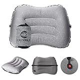 Crisonky Camping Pillow - Inflatable Pillow - Travel Pillows for Backpacking & Airplane, Lumbar Support 2.0 Blow Up Pillow, Ultralight Compressible, Comfortable, Ergonomic Pillows (Light Grey)