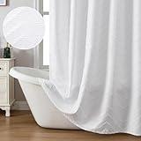 Chyhomenyc Chevron Extra Long White Boho Shower Curtain 72x78 inches, Fabric Shower Curtain Modern Farmhouse Chic Textured Tufted Chevron Striped Minimalist Cute Hotel Bathroom Shower Curtain