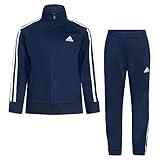 adidas Boy's Tricot Tracksuit Jacket Jogger Pant Set, Collegiate Navy Blue, 7