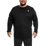 Big and Tall Mens Long Sleeve T-Shirt UPF 50+ Sun Protection Tees Moisture Wicking Black 4XL