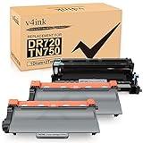 v4ink Compatible Toner Cartridge and Drum Set Replacement for Brother TN750 DR720 (1 Drum + 2 Toners) for Brother hl-5470dw hl-5450dn mfc-8710dw mfc-8950dw mfc-8910dw dcp-8110dn dcp-8150dn Printer