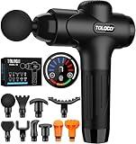 TOLOCO Massage Gun, Massage Gun Deep Tissue, Percussion Massage Gun with 10 Replacement Heads, Super Quiet Portable Electric Massager for Athletes, Relax, Black