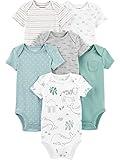 Simple Joys by Carter's Unisex Babies' Short-Sleeve Bodysuit, Pack of 6, Animal/Stripe/Geo Tile, 24 Months