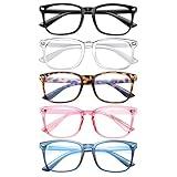 AIMISUV 5 Pack Reading Glasses for Women Men, Blue Light Blocking Computer Readers UV Glare(Multicolor, 1.5x)
