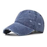 Classic Vintage Distressed Baseball Cap, Washed Cotton, Adjustable Fit, Blue, Nostalgic Style