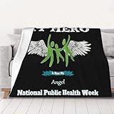 My Hero is Now My Angel National Public Health Week Thick Throw Blanket High-Density Fabric Soft & Warm Perfect for Couch, Bed, or Travel 40"x30"