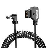 Alvin's Cables D-tap to DC Power Cable 12V 5.5mm×2.1mm DC Coiled Cable for Canon C70, Atomos Shogun, Blackmagic Video Assist, SmallHD Indie 7, Right Angle DC