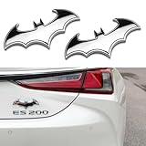 Pincuttee 2PC 3D Metal Sticker for Car,Bat Sticker for Car, Car Emblem Stickers,Car Exterior Decal and Sticker,Bumper Sticker for Car/SUV/Truck(Silver,2PC), PINCT25