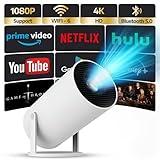 Upgraded Projector with WiFI 6 and Bluetooth Mini Portable Smart Video Theater 4K HD 1080P Outdoor Screen Movie Home TV Android Monitor PC Games 180° Rotatable Compatible for Laptop Tablet Computer