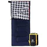 REDCAMP Outdoors Cotton Flannel Sleeping bag for Camping Hiking Climbing Backpacking, 3-season Trip Warm S Envelope Sleeping Bags 75 by 33 Inches (Navy Blue with 2lbs Filling)
