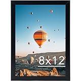 JCJMY 8x12 Picture Frame Black for Wall Hanging or Tabletop, Wall Mounting Horizontally or Vertically, 8 x 12 Wall Gallery Poster Photo Frame with Shatter Resistant Plexiglass, Black