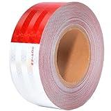 SWRT DOT-C2 Reflective Tape 2 Inch x 160 Feet Red White Reflective Tape Outdoor Waterproof Conspicuity Strong Adhesive Reflector Tape Warning Safety Reflective Tape for Vehicles Trailers Boats Signs