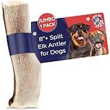 Devil Dog Pet Co. Split Elk Antlers for Dogs, Jumbo 8"+, 1 Pack, Grade A Long Lasting Chew for Aggressive Chewers, Premium USA Naturally Shed Antler – Healthy, No Odor, Durable Dog Chew