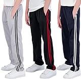 Real Essentials 3 Pack: Boys Active Tricot Sweatpants Track Pant Basketball Athletic Fashion Teen Sweat Pants Soccer Casual Girls Lounge Open Bottom Fleece Tiro Activewear Training -Set 1,S (8-10)