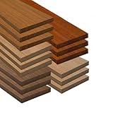 Exotic Wood Zone 15 Pack American Walnut Wood - 1/8" x 2" x 12" Walnut(3 pcs), Padauk(3 pcs),Cherry(3 pcs), Maple(3 pcs), Mahogany(3 pcs) Thin Stock Lumber Board for DIY Craft Supplies