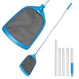 TidyMister Pool Leaf Skimmer Net with Aluminum Poles 5 Sections 6 Feet Swimming Pool Cleaning Net Leaf Catcher for Above Ground Pools Inground Pools