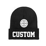 Bulk Custom Beanie Custom Beanies for Men Women Personalized Beanie Hats with Text Logo Custom Knit Hats Skull Caps, 3-Black