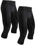 Roadbox Men's Compression Pants 3/4 Baselayer 2pack Dry Cool Running Workout Athletic Sports Active Tights Leggings