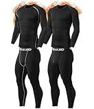 TELALEO 2 Set Mens Thermal Underwear Fleece Lined Long Johns 4 Pcs Base Layer Shirts Pant for Cold Winter Weather M