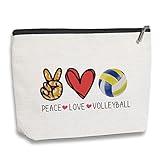 kdxpbpz Volleyball Inspirational Gifts for Women Volleyball Stuff Gifts for Volleyball Players Teams, Birthday Gifts for Women Her Best Friend BFF Bestie Makeup Bag - Peace Love Volleyball