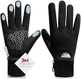 Bruvoalon Winter Gloves for Women & Men, 3M Thermal Insulation, Lycra Fabric, Windproof, Touchscreen, Anti-Slip, Cold Weather (Black, Medium)