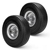 2PCS New Flat Free 10" Mower Tire on Wheel 4.10/3.50-4, 2.25" Offset Hub, 5/8" Greased Bushing for Lawn Mowers & Tractors Hand Trucks Generators Garden Utility Cart