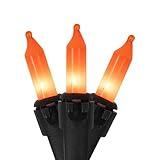 Mini Christmas Light Set - Orange - 20.25' Black Wire - 100ct