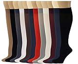 Differenttouch Ladies 12 Pairs Multi Color Pack Opaque Trouser Knee High Socks 9-11