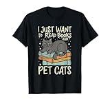 Retro I Just Want To Read Books And Pet Cats Cat Men Women Kids T-Shirt