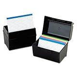 Oxford Plastic Index Card Box, 4 x 6 Inches, 400 Card Capacity, Black (01461)