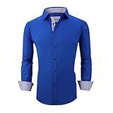 Alex Vando Mens Dress Shirts Regular Fit Long Sleeve Stretch Business Dress Shirts for Men,L19-Royal,XL