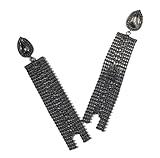Long tassel black statement Long woman Crystal Chandelier Tassel Earrings Bohemian Rhinestone Fringe Chain Tassel Drop Dangle Earrings for Women Girls Valentine's Day Wedding women girls gift Christmas earrings