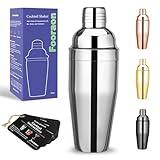 24 oz Cocktail Shaker Professional Martini Shaker Drink Shaker Built-in Strainer Stainless Steel Margarita Mixer Cocktail Mixer, Silver