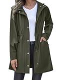 Zeagoo Raincoat Women Waterproof Long Hooded Rain Jacket Trench Coats Windbreaker Travel Jacket
