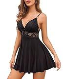 Avidlove Women Lingerie Sexy Chemise Nightgown Lace Babydoll Full Slip Dress Sleepwear Black Large