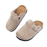 Kids Clogs for Girls Boys Cute Slip-on Slippers Classic Sued e Cor k Footbed Sandals Potato Shoes, Apricot / 11.5-12.5 Little Kid