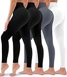 4 Pack Leggings for Women Butt Lift High Waisted Tummy Control No See-Through Yoga Pants Workout Running Leggings