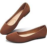 Obtaom Womens Textile Round Toe Ballet Flats Memory Foam Classic Business Slip ons Casual Fabric Dress Flat Shoes(Tan US10)