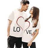 Matching Shirts for Couples Tshirts Funny Heart Graphic Couple Shirts for Him and Her Husband Wife Matching Vacation Outfits Clothes His and Hers Gift for Women Men Summer Fashion