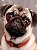 DIY Diamond Painting Kits Funny Pug Dog Paint by Numbers for Beginners Full Round Animal Pet Diamond Art Kits for Adults for Wall Decor and Club Decor Gifts 30x40cm