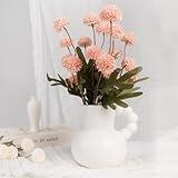 EQUSPUR 5 Pcs Artificial Pink Mums Small Flowers, 20" Long Stem Faux Chrysanthemum Silk Flowers Bulk, Floral Arrangements for DIY Bouquet Home Wedding Table Centerpiece Decor(No Vase)