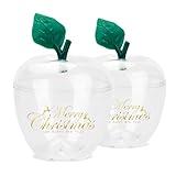 HANZE Large Clear Apple-Shaped Containers - Plastic Candy Toy Filling Jar for Holiday Decorations, Back To School Teacher Appreciation Gift, Merry Christmas and Happy New Year Gift Boxes - 2 Pack