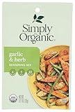 Simply Organic Garlic & Herb Vegetable Seasoning Mix, Certified Organic, Vegan | 0.71 oz