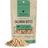 Vital Essentials Salmon Bites Dog Treats, 2.5 oz | Freeze-Dried Raw | Single Protein | Premium Quality High Protein Training Treats | Grain Free, Gluten Free, Filler Free