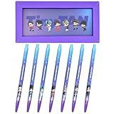 TinyTAN BTS Merchandise Official Licensed Kpop Merch Character Ballpoint Pen Black, 0.5mm, (1 Pack of 7 Pens) (MIC Drop Ver.)