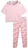 RBX Girls' Activewear Set - Short Sleeve Performance T-Shirt and Capri Leggings (4-12), Size 10-12, Pink Plush